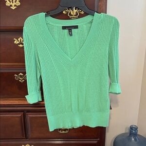 White House Black Market Green V-Neck Sweater